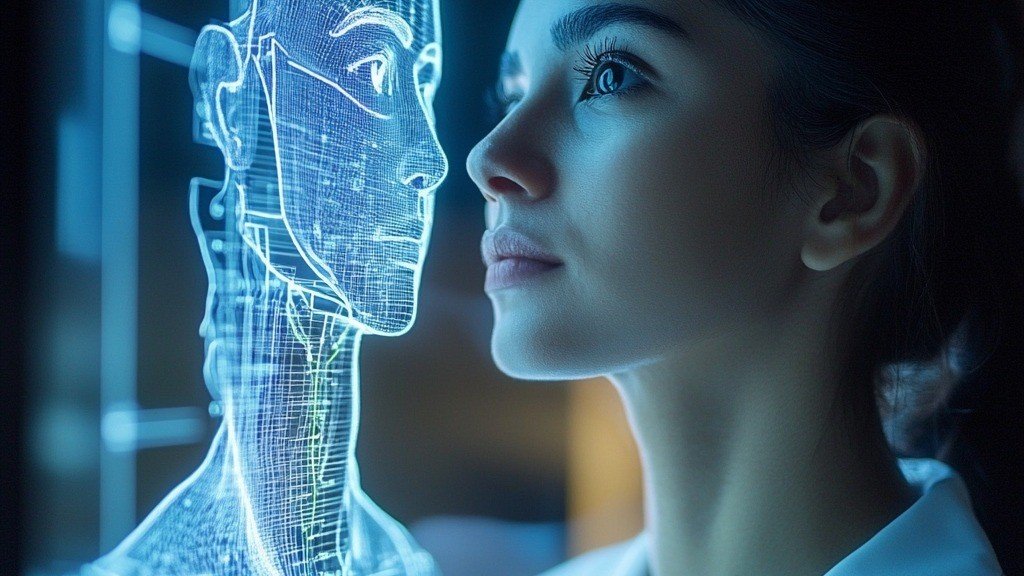 An AI and a Human looking at each other